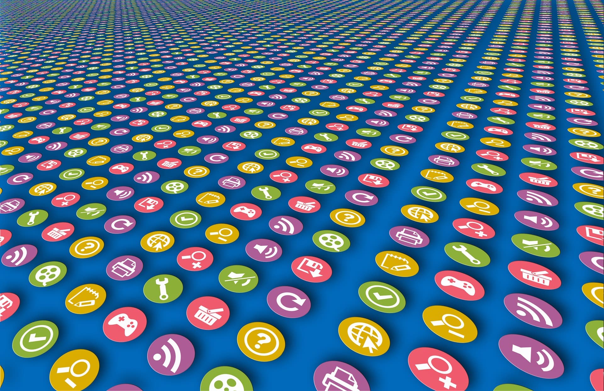 Ein schräger Ausblick auf eine Ebene voller App-Icons